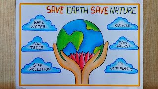 World Nature Conservation day poster drawing easy Save Nature Poster Save Earth poster drawing [upl. by Letnuahs]