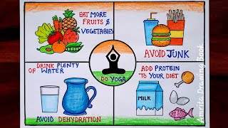 National Nutrition Week Drawing World Health Day Poster Eat Healthy Drawing Health Day Drawing [upl. by Damon535]