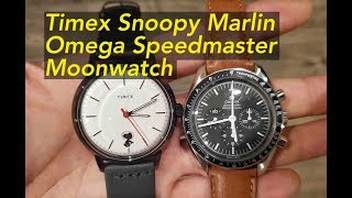 Timex Snoopy Space Traveler Marlin Omega Speedmaster MoonWatch Automatic Unboxing Review [upl. by Aitetel]