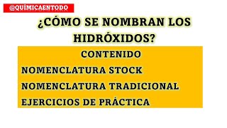 NOMENCLATURA DE HIDRÓXIDOS ¿COMO SE NOMBRAN LOS HIDRÓXIDOS [upl. by Asalocin]