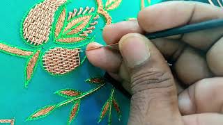 Farisa sine ka asan tarika  zardosi work stitch tutorial 2024 reja155 farisa aariwork video [upl. by Aydiv]