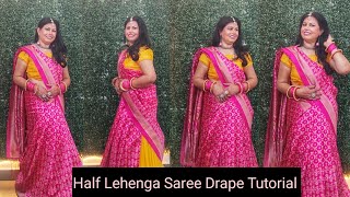 Half Saree Draping TutorialGarbaDandiya KarwachauthHaldiSpecial Saree DrapeTutorial sareedrape [upl. by Thorne]