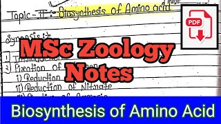 Biosynthesis of Amino Acid MSc Zoology Notes in hindi [upl. by Leksehcey104]