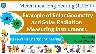 L 05 Example and Solar Radiation Measuring Instruments  Renewable energy engineering  Mechanical [upl. by Gula]