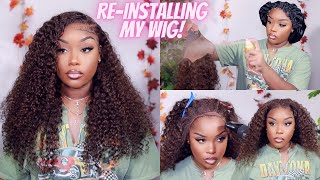 GIRL YES 😭🙌 THIS 134 BROWN CURLY WIG IS GIVING🔥 REINSTALL MY WIG WITH ME x WEST KISS HAIR [upl. by Acinnor893]