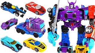 Transformers Generations Combiner Wars Menasor 6 combine truck racing cars  DuDuPopTOY [upl. by Oicafinob216]