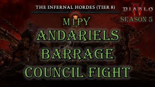 Tier 8 Infernal Hordes Council Fight  Andariels Barrage Rogue Diablo 4 Season 5  No Umbracrux [upl. by Aidnis]