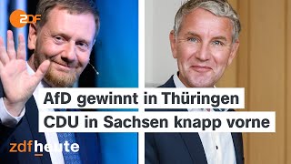 Landtagswahlen AfD gewinnt in Thüringen  Sachsen knappes Rennen zwischen CDU und AfD [upl. by Rehpotsirhk880]