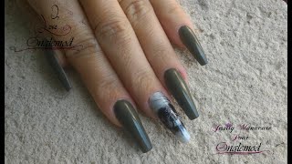 Ongle en gel quotRemplissage vert armé et water decal avec ONGLEMODquot [upl. by Nial]