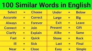 100 Similar Words  Similar Words in English  Similar Words 100  Synonyms Words [upl. by Gillett]