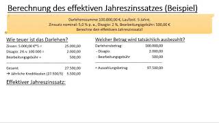 Der effektive Jahreszinssatz Erklärung Disagio Formel Berechnung [upl. by Kathryn]