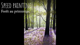 Speed painting forêt au printemps aux pastels secs [upl. by Fredel]