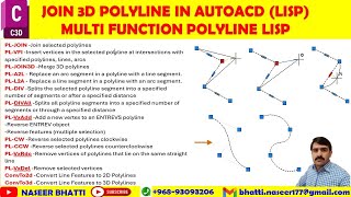 Join 3d Polyline Lisp in AutoCAD  Lisp to Convert 3d Polyline to 2d Polyline  MultiFunction Lisp [upl. by Irah]