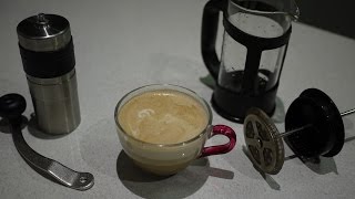 Life Hack  Make surprisingly good latte with just a hand coffee grinder and a french press [upl. by Aubreir]