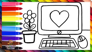 Desenhar e Colorir um Computador Arco Íris 💻🖱️🌈 Desenhos para Crianças [upl. by Nakah783]