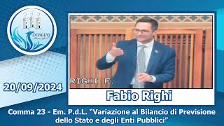 Fabio Righi  Comma 23  Em PdL Variazioni Bilancio  20092024 [upl. by Campos]