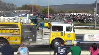 2 Seagrave Fire Engine Burnout Diesel Drag Race 102410 Mason Dixon [upl. by Vachel]