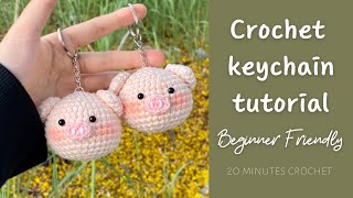 ENG CC How to Crochet Pig Keychain l BeginnerFriendly Amigurumi Tutorial l Monua DIY [upl. by Rockafellow]