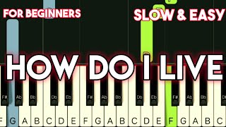 TRISHA YEARWOOD  HOW DO I LIVE  SLOW amp EASY PIANO TUTORIAL [upl. by Meraree263]