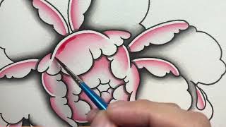 Sunburst Japanese Peony Painting Timelapse [upl. by Joli943]