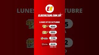 RESULTADO LOTERIA CUNDINAMARCA  LOTERIA TOLIMA Y ASTRO LUNES 07 de octubre 🤩 Shorts [upl. by Ilzel]