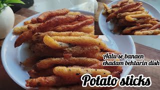 Potato sticks सिर्फ 10 रू में बनाये बिना मशीन के चटपटा व क्रिस्पी  Crispy Snacks [upl. by Frear]