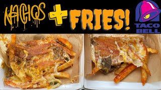 Taco Bell Grilled Cheese Nacho Fries Beef amp Spicy Steak Review [upl. by Colan485]