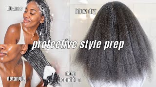 My NATURAL HAIR PROTECTIVE STYLE Prep Routine for HEALTHY HAIR GROWTH [upl. by Amzu]