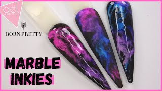 MARBLE GEL NAILS SMOKEY INKIE NAIL ART TUTORIAL [upl. by Shanon]