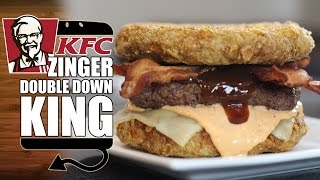 KFC Zinger Double Down King Recipe Remake  HellthyJunkFood [upl. by Trebo862]