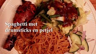 🍷🍴 Spaghetti met drumsticks en petjel [upl. by Roybn]