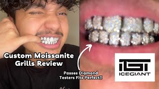 CUSTOM MOISSANITE DIAMOND GRILLZ FROM THE ICEGIANT REVIEW [upl. by Ambros]