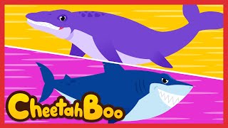 Who is stronger❓ Megalodon vs Mosasaurus  Sea animals  Nursery rhymes  Kids song  Cheetahboo [upl. by Eda]