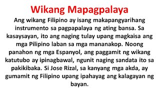 wikang mapagpalaya essay \ wikang mapagpalaya sanaysay essay \ wikang mapagpalaya sanaysay [upl. by Delahk]