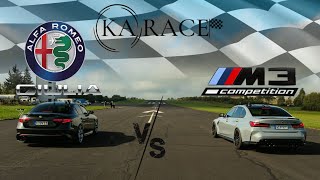 Alfa Romeo Giulia Quadrifoglio vs BMW M3 Competition  Drag Race [upl. by Gretna]