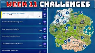 LEAKED FORTNITE WEEK 11 CHALLENGES Duel NPC Visit Drill Sites amp Pinnacle Peak Season 1 Quests [upl. by Eilrak920]