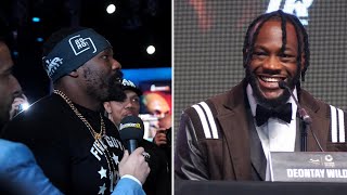 DEONTAY WILDER CANT HELP BUT LAUGH AS DEREK CHISORA ABUSES JOSEPH PARKER AT PRESS CONFERENCE [upl. by Durgy]