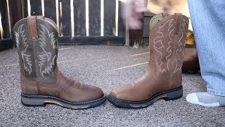 Ariat Workhogs Square Toe VS Round Toe Comparison Video [upl. by Ursola203]