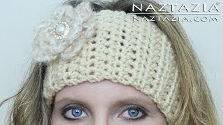 HOW to CROCHET EASY HEADBAND  DIY Tutorial for a Ear Warmer with Flower [upl. by Buine]