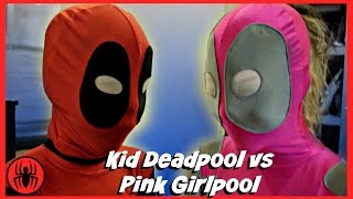 Kid Deadpool vs Pink Girlpool Superheroes fun in real life comic  Meet pink girlpool Superhero Kids [upl. by Neras827]