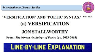 Versification and Poetic Syntax a Versification Jon Stallworthy The Norton Anthology of Poetry [upl. by Atoked]