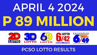 Lotto Result April 4 2024 9pm PCSO [upl. by Nodnar]