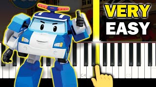 ROBOCAR POLI  Theme Song  VERY EASY Piano tutorial [upl. by Rajewski]