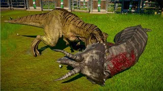 Tyrannosaurus Rex Vs Stegoceratops Triceratops Sinoceratops  Jurassic World Evolution [upl. by Atekan836]