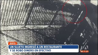 Delincuente ingresó a un restaurante en la Jipijapa norte de Quito robó dinero en efectivo [upl. by Masry]