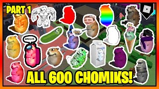 How to get ALL 500 BADGES  CHOMIKS in FIND THE CHOMIKS Part 1  Roblox [upl. by Eelegna]