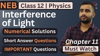 Interference of Light  Numericals  Important Short Questions  Class 12 Physics  NEB Gurubaa [upl. by Semadar]