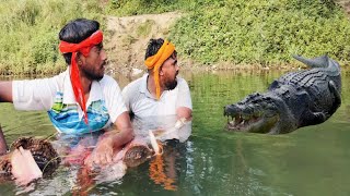 Crocodile Attack Man in River । Animal Attack fun Movie Wildlife [upl. by Arotal]