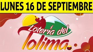 Resultados Lotería del TOLIMA Lunes 16 de Septiembre de 2024  PREMIO MAYOR ULTIMO SORTEO 😱💰🚨 [upl. by Hailey]