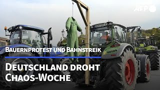 Bauernproteste und LokführerStreiks Deutschland vor ChaosWoche  AFP [upl. by Wolfie]